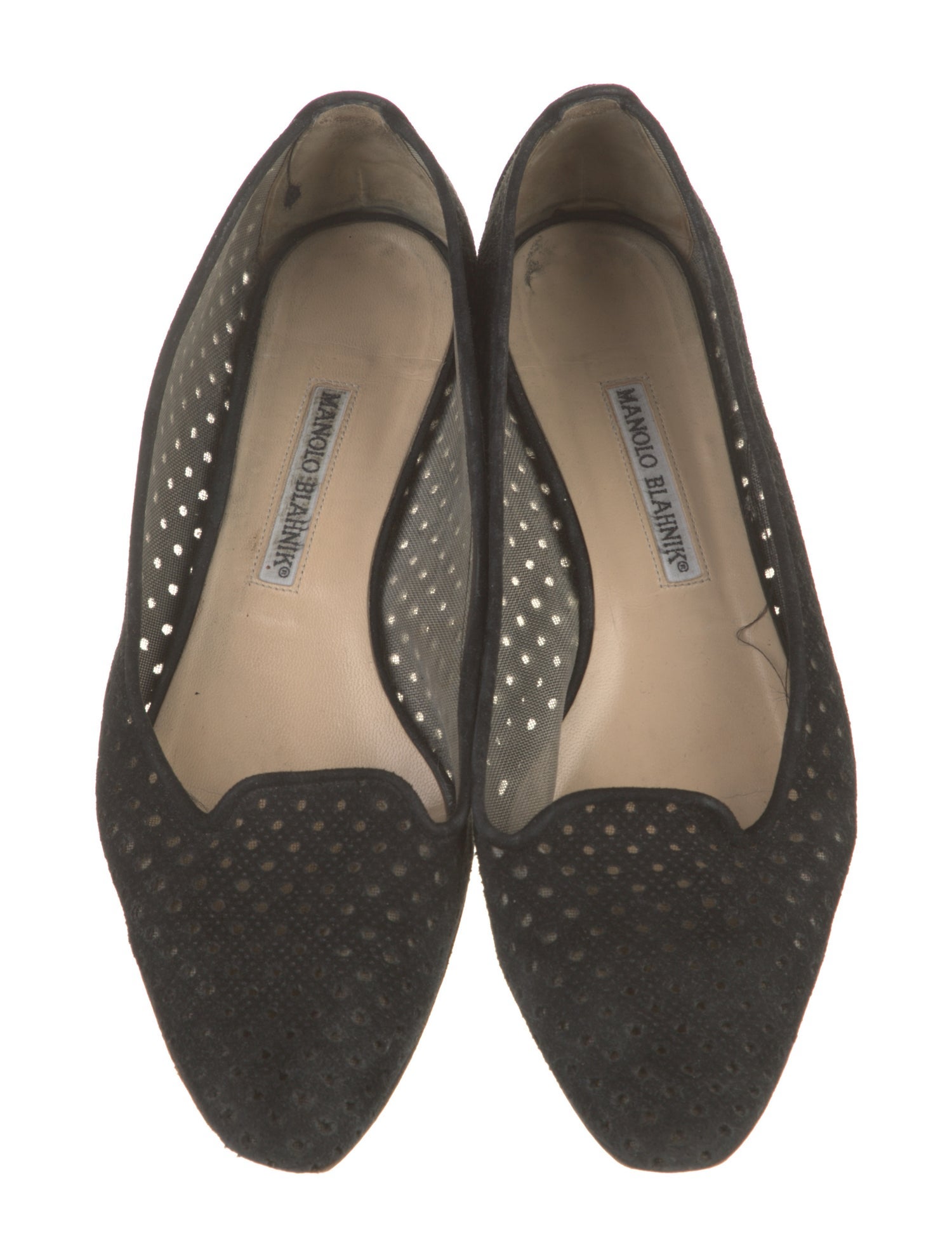 Manolo Blahnik Suede Polka Dot Print Loafers