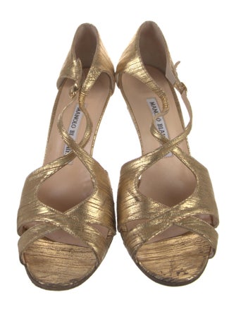 Manolo Blahnik Leather T-Strap Pumps