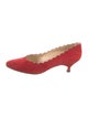 Manolo Blahnik Suede Scalloped Accent Pumps