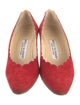 Manolo Blahnik Suede Scalloped Accent Pumps