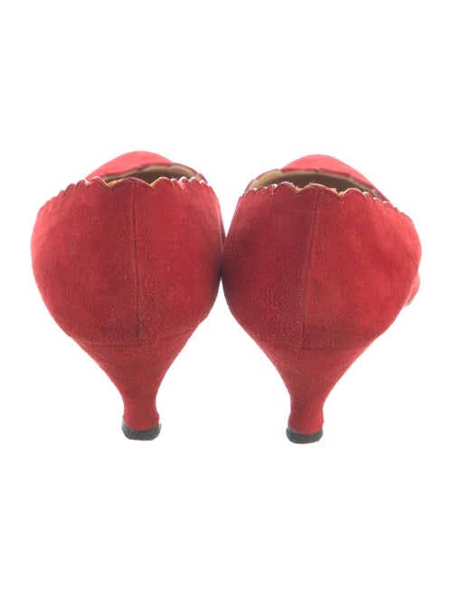 Manolo Blahnik Suede Scalloped Accent Pumps