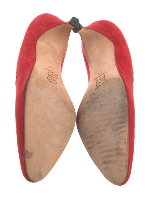 Manolo Blahnik Suede Scalloped Accent Pumps