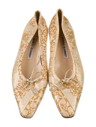 Manolo Blahnik Leather Printed Ballet Flats