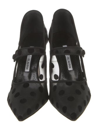 Manolo Blahnik Mesh Polka Dot Print Pumps