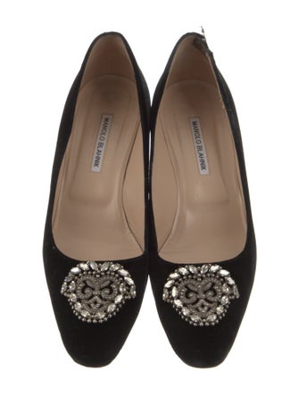 Manolo Blahnik Velvet Crystal Embellishments Pumps