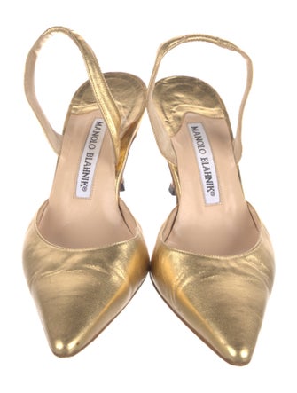 Manolo Blahnik Leather Slingback Pumps