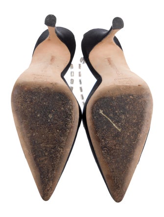 Manolo Blahnik Satin Crystal Embellishments D'Orsay Pumps
