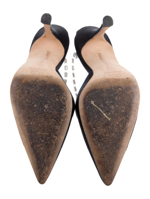 Manolo Blahnik Satin Crystal Embellishments D'Orsay Pumps