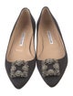 Manolo Blahnik Satin Crystal Embellishments Flats