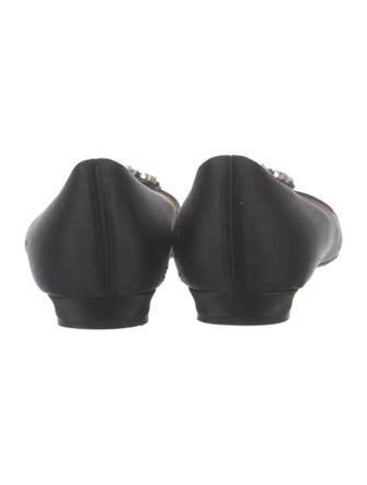 Manolo Blahnik Satin Crystal Embellishments Flats