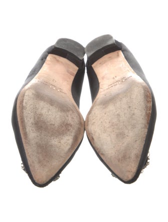 Manolo Blahnik Satin Crystal Embellishments Flats