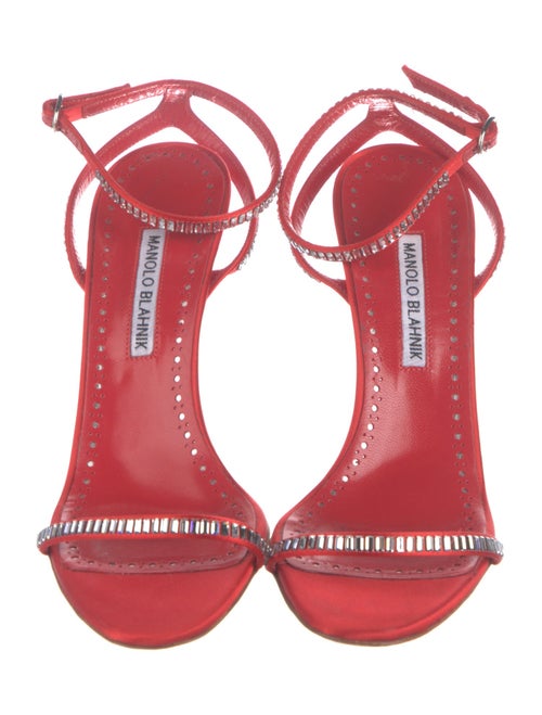 Manolo Blahnik Satin Crystal Embellishments Sandals