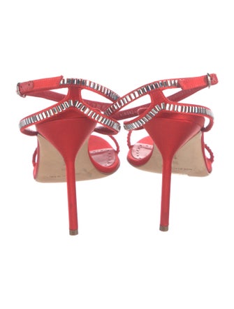 Manolo Blahnik Satin Crystal Embellishments Sandals