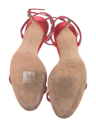 Manolo Blahnik Satin Crystal Embellishments Sandals