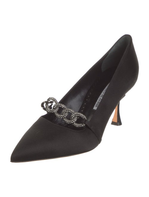 Manolo Blahnik Satin Chain-Link Accents Pumps