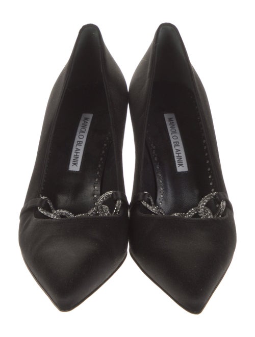 Manolo Blahnik Satin Chain-Link Accents Pumps