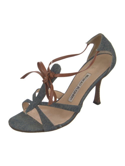 Manolo Blahnik Denim Slingback Sandals
