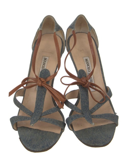 Manolo Blahnik Denim Slingback Sandals