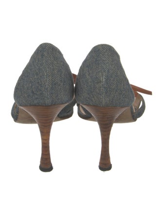 Manolo Blahnik Denim Slingback Sandals