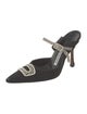 Manolo Blahnik Canvas Crystal Embellishments Mules
