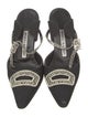 Manolo Blahnik Canvas Crystal Embellishments Mules