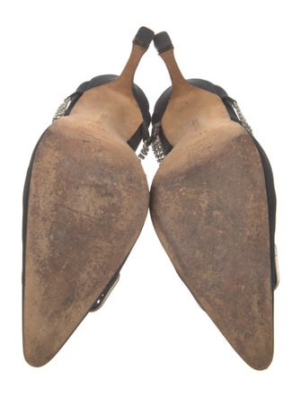 Manolo Blahnik Canvas Crystal Embellishments Mules