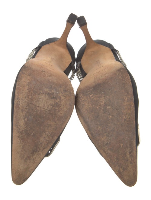 Manolo Blahnik Canvas Crystal Embellishments Mules