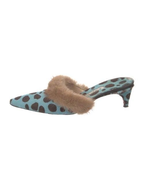 Manolo Blahnik Ponyhair Animal Print Mules