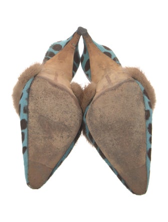 Manolo Blahnik Ponyhair Animal Print Mules