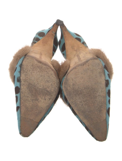 Manolo Blahnik Ponyhair Animal Print Mules