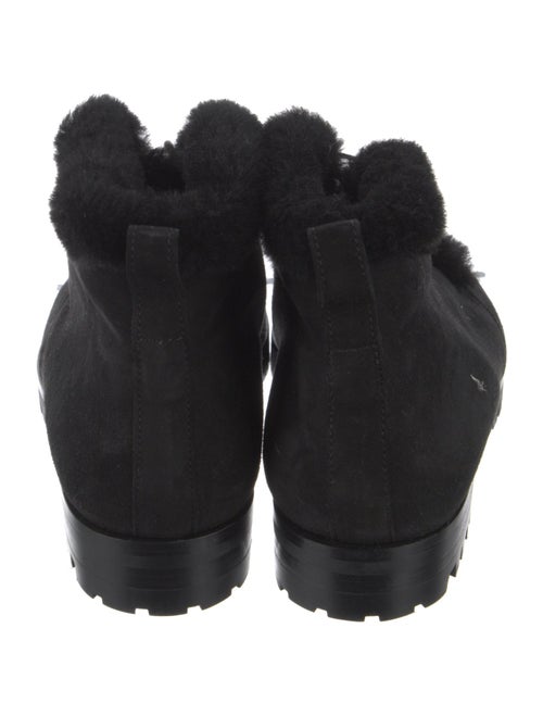 Manolo Blahnik Suede Faux Fur Trim Lace-Up Boots