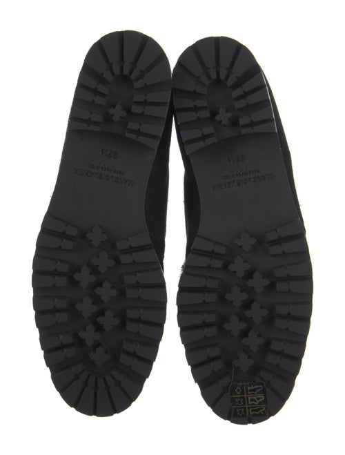 Manolo Blahnik Suede Faux Fur Trim Lace-Up Boots