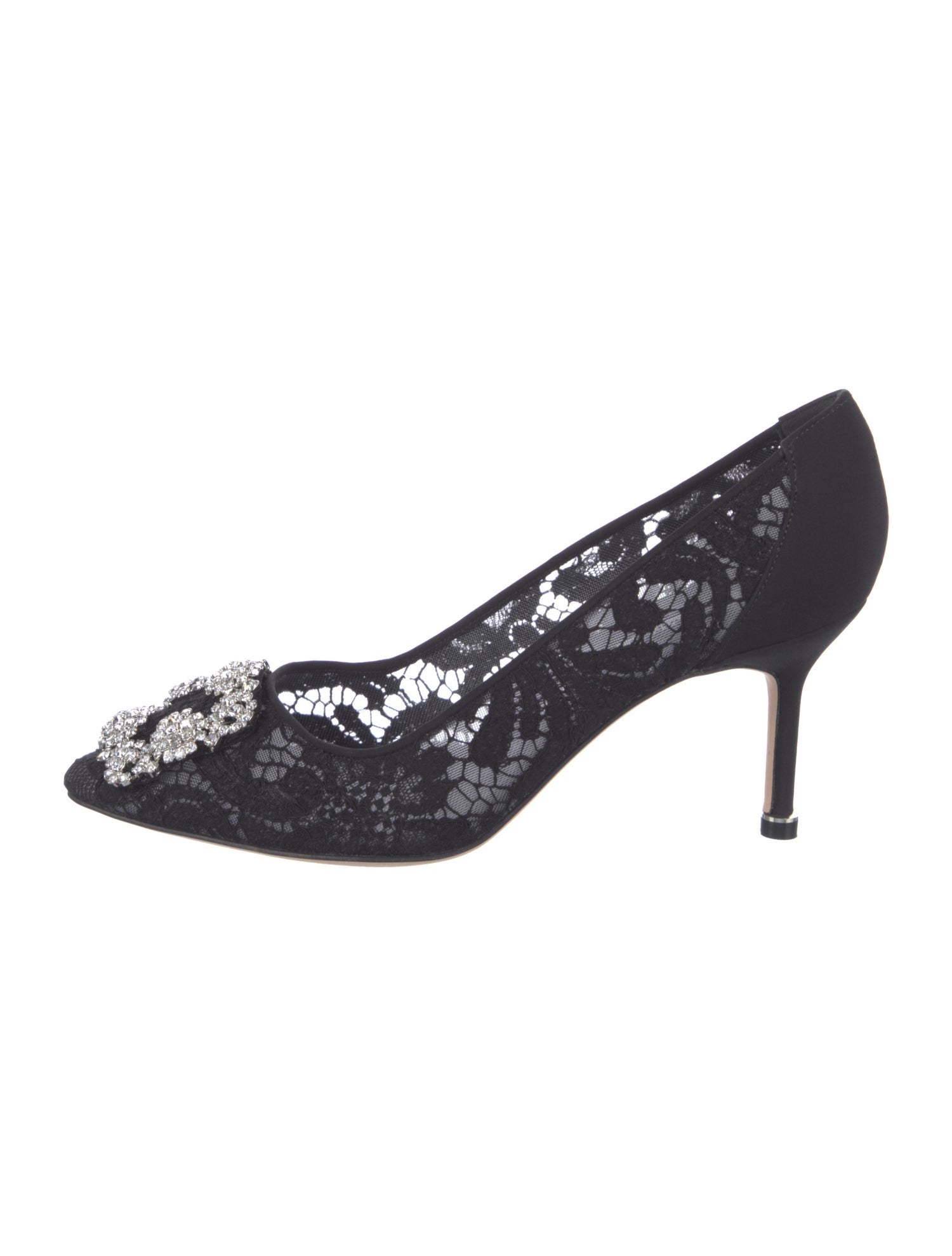 Manolo Blahnik Canvas Lace Pattern Pumps