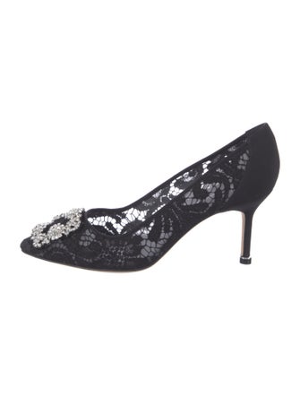 Manolo Blahnik Canvas Lace Pattern Pumps