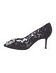 Manolo Blahnik Canvas Lace Pattern Pumps