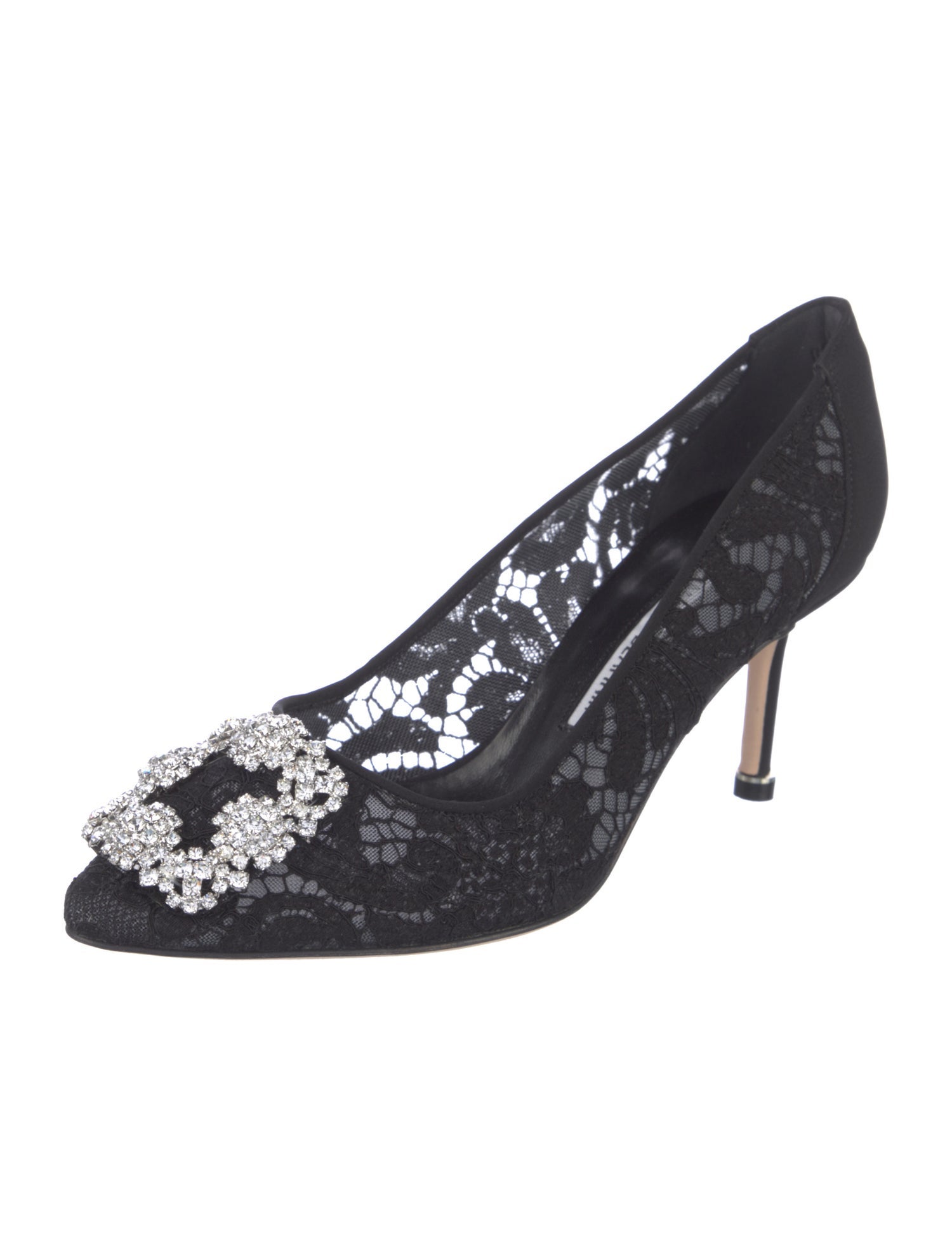 Manolo Blahnik Canvas Lace Pattern Pumps