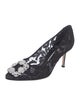 Manolo Blahnik Canvas Lace Pattern Pumps