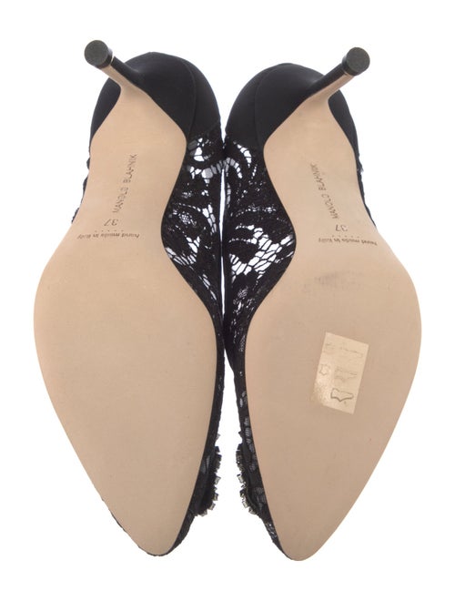 Manolo Blahnik Canvas Lace Pattern Pumps