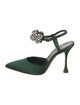Manolo Blahnik Satin Crystal Embellishments Slingback Pumps