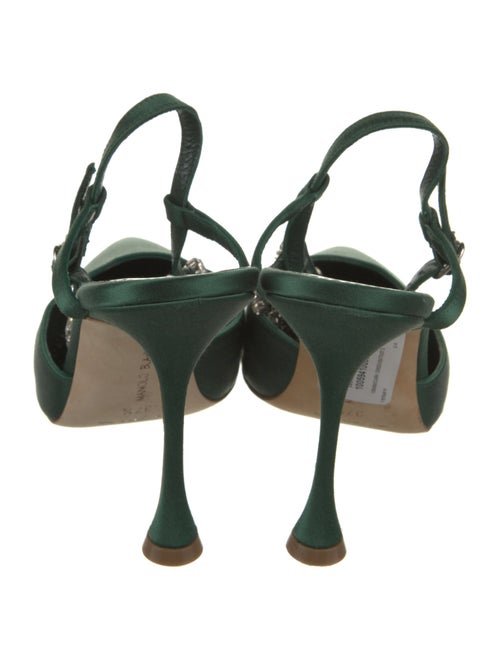 Manolo Blahnik Satin Crystal Embellishments Slingback Pumps