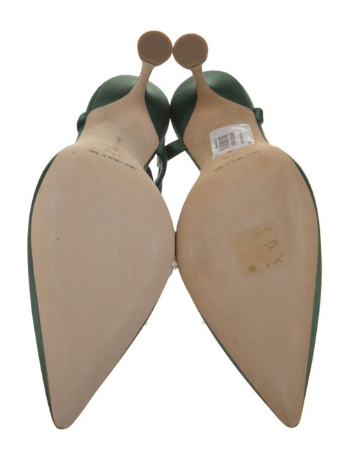 Manolo Blahnik Satin Crystal Embellishments Slingback Pumps