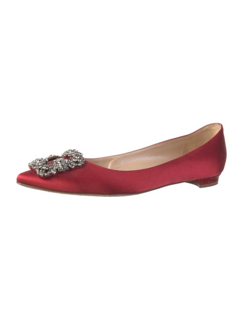 Manolo Blahnik Satin Crystal Embellishments Flats