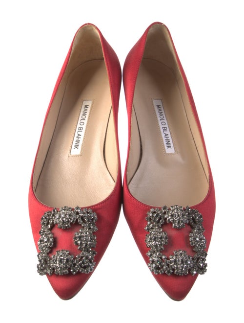 Manolo Blahnik Satin Crystal Embellishments Flats