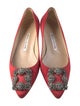 Manolo Blahnik Satin Crystal Embellishments Flats