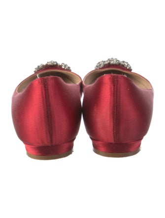 Manolo Blahnik Satin Crystal Embellishments Flats