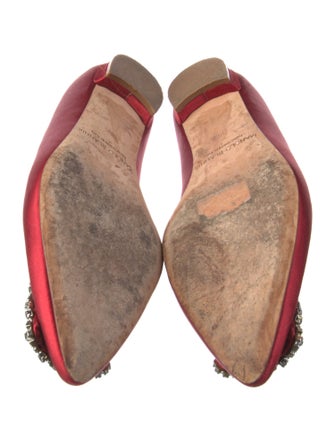 Manolo Blahnik Satin Crystal Embellishments Flats
