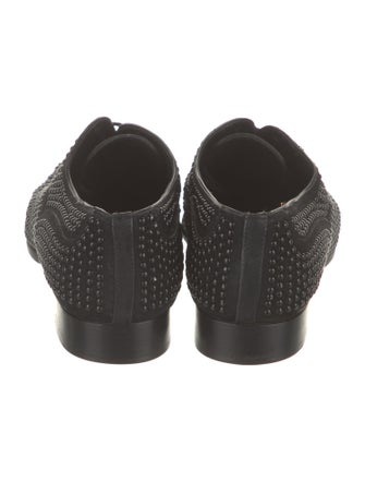 Manolo Blahnik Suede Studded Accents Oxfords