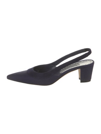 Manolo Blahnik Canvas Slingback Pumps
