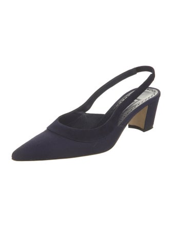 Manolo Blahnik Canvas Slingback Pumps