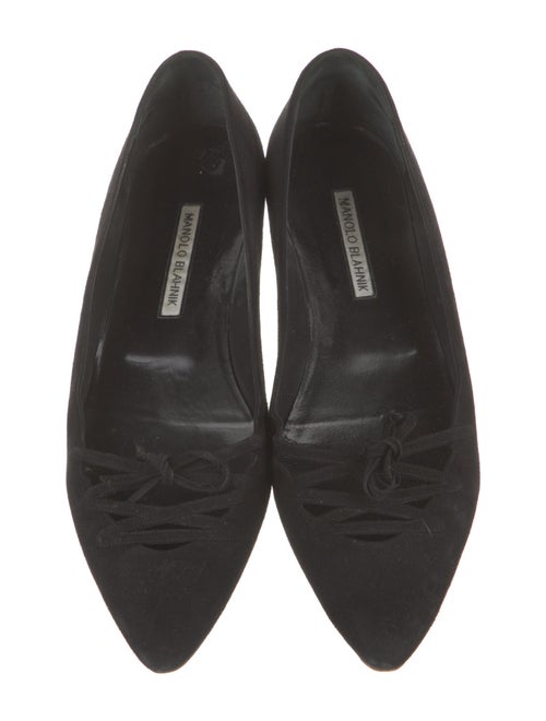 Manolo Blahnik Suede Bow Accents Ballet Flats
